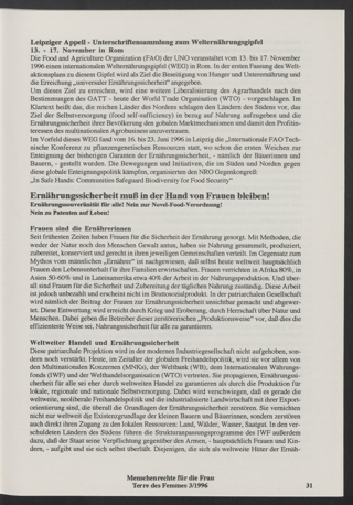 Leipziger Appell : Unterschriftensammlung zum Welternährungsgipfel 13. - 17. November in Rom.