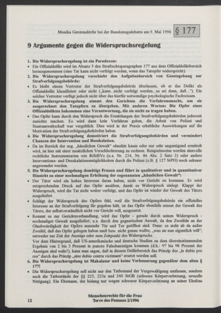 9 Argumente gegen die Widerspruchsregelung : Monika Gerstendörfer bei der Bundestagsdebatte am 9. Mai 1996 zu Paragraph § 177