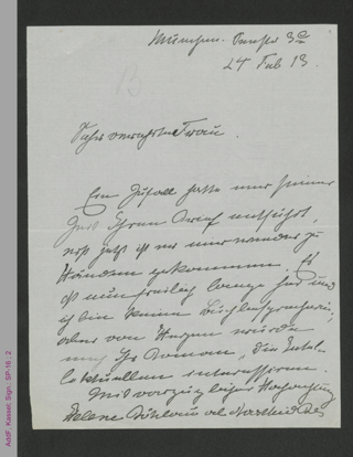 Brief von Helene Böhlau an Grete Meisel-Hess, hs.