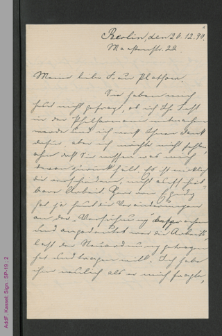 Brief von Regine Deutsch an Anna Plothow, hs.