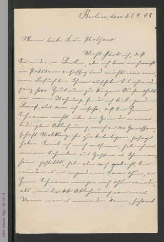 Brief von Regine Deutsch an Anna Plothow, hs.