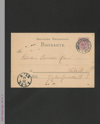 Postkarte von Louise von Francois an Amalie Evers, hs.
