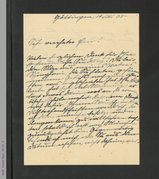Brief von Helene Raff an Adolf Brusch, hs.