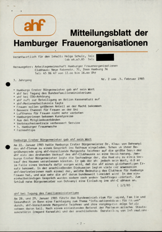 Mitteilungsblatt der Hamburger Frauenorganisation