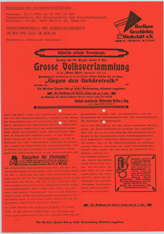 Geburtenkontrolle und Gebärstreikdebatte in der SPD 1913 in Berlin