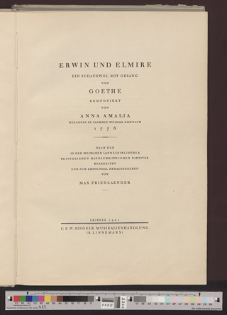 Erwin und Elmire : Ein Schauspiel mit Gesang von Goethe
