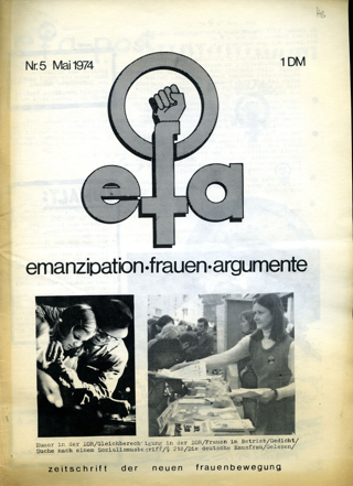 Werbung für die Zeitschrift efa (emanzipation, frauen, argumente) unter Verwendung eines Bildes aus China