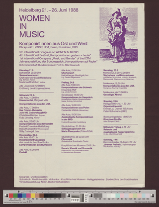 Women in music: Komponistinnen aus Ost und West : Blickpunkt: UdSSR, USA, Polen, Rumänien, BRD