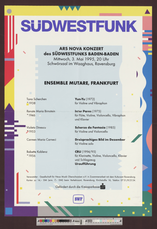 Ars Nova Konzert des Südwestfunks Baden-Baden : Ensemble Mutare, Frankfurt