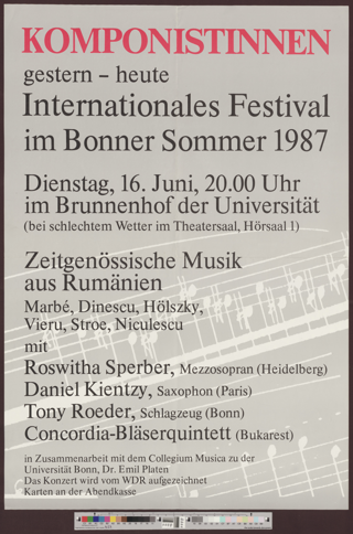 Komponistinnen gestern - heute : Internationales Festival im Bonner Sommer 1987: Zeitgenössische Musik aus Rumänien