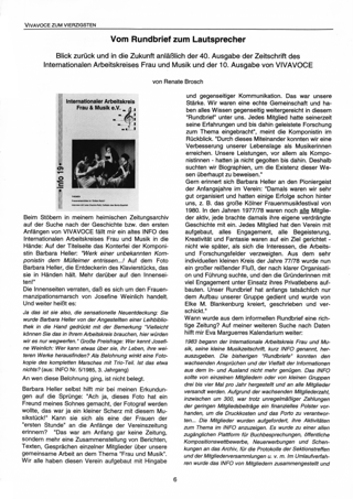 Vom Rundbrief zum Lautsprecher : Blick zurück und in die Zukunft anläßlich der 40. Ausgabe der Zeitschrift des IAK Frau und Musik und der 10. Ausgabe von VivaVoce