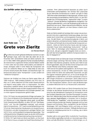Ein Solitär unter den Komponistinnen : Zum Tode von Grete von Zieritz am 26. November 2001
