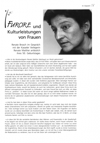Furore und Kulturleistungen von Frauen : Renate Matthei zum 50. Geburtstag