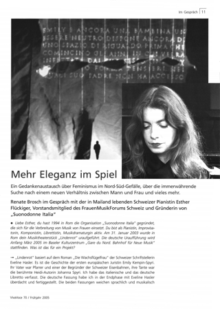 Mehr Eleganz im Spiel : Interview mit der Pianistin Esther Flückiger