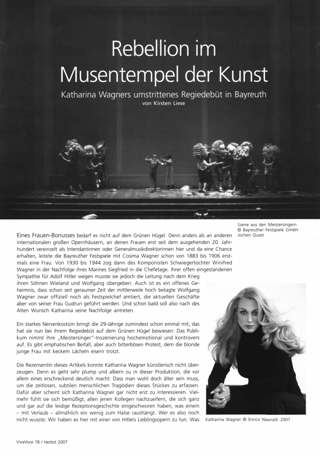 Rebellion im Musentempel der Kunst : Katharina Wagners umstrittenes Regiedebüt in Bayreuth