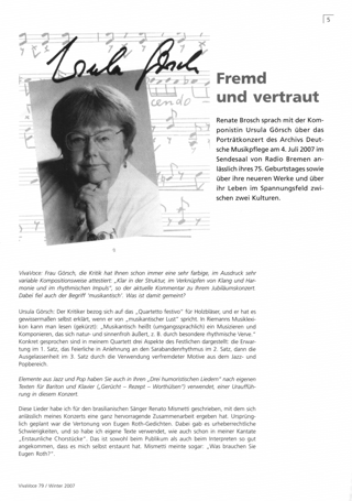 Fremd und vertraut : Interview mit Ursula Görsch zum 75. Geburtstag