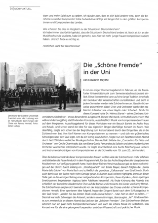 Die "Schöne Fremde" in der Uni : Konzert des Unichores der Goethe - Universität in Frankfurt unter der Leitung von Dr. Helumt Bartel