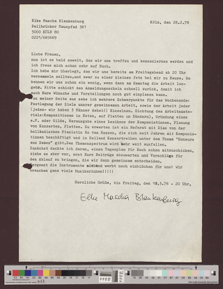 Brief von Elke Mascha Blankenburg