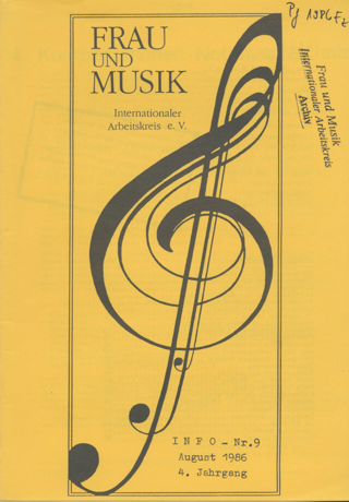 Info - Nr. 9 - August 1986 4. Jahrgang : Frau und Musik Internationaler Arbeitskreis