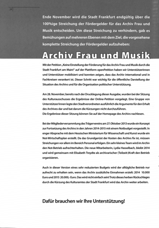 Archiv Frau und Musik - die Zukunft will erobert sein!