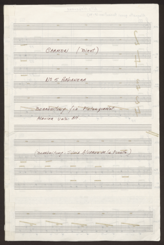 Carmen (Bizet), No 5 Habanera, Bearbeitung für Flötenquartet Klavier und Alt. (Bearbeitung: Silvia Alvarez de la Fuente)