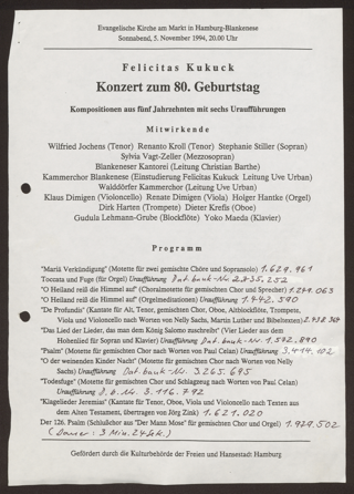 Leitz-Ordner 1986-1994 : Konzertprogramm zum 80. Geburtstag von Kukuck
