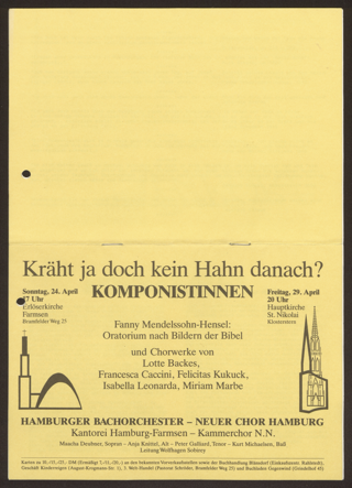 Leitz-Ordner 1986-1994 : Programmheft "Kräht ja doch kein Hahn danach? Komponistinnen"