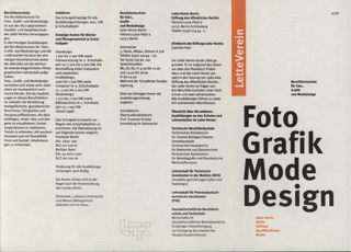 Flyer der Berufsfachschule für Foto-, Grafik- und Modedesign im Lette-Verein