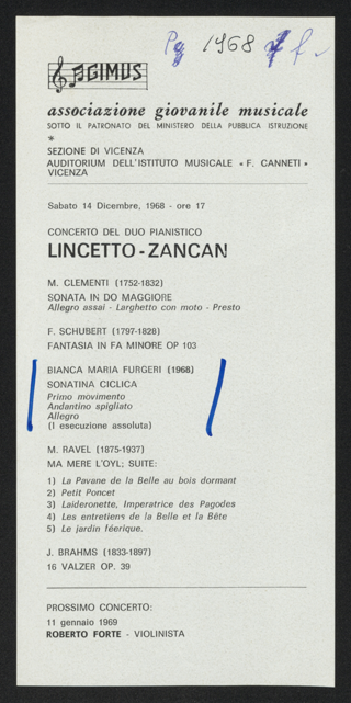 Konzert des Klavierduos Lincetto - Zancan