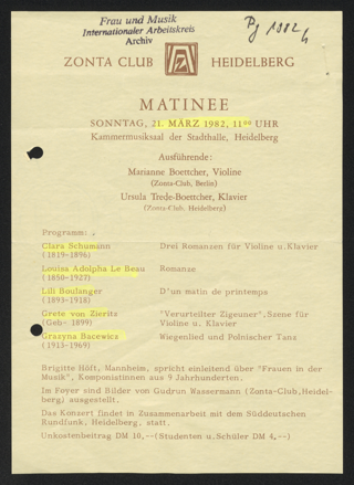 Matinee mit Werken von Komponistinnen für Violine und Klavier
