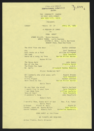 A Program of Songs by Edna Hurst