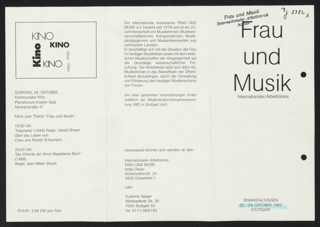 Frau und Musik. Internationaler Arbeitskreis : Veranstaltungen 22.-24. Oktober 1982