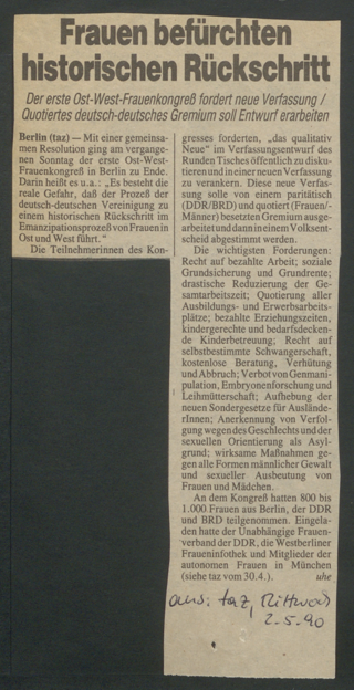 HexLibris Frauenarchiv Ost-/Westproblem, Ökonomie (1986-1992)