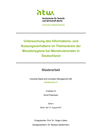 Untersuchung des Informations- und Nutzungsverhaltens im Themenkreis der Monatshygiene bei Menstruierenden in Deutschland