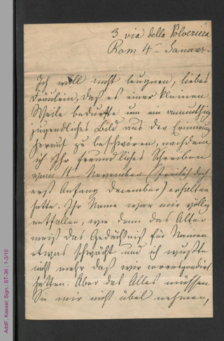 Brief von Malwida von Meysenbug an unbekannt, hs.