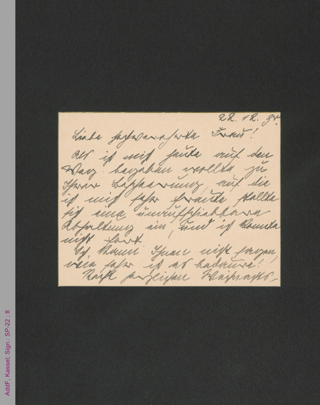 Briefkarte von Frida Soyaux-Schanz, vermutl. an Anna Plothow, hs.