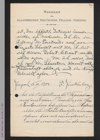 Brief von Elsbeth Krukenberg und Helene von Forster an Helene Lange
