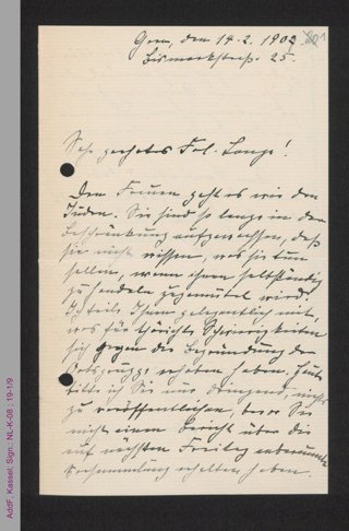 Brief von Bertha Westphal an Helene Lange
