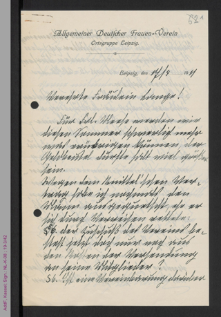Brief von Pauline Voigtländer an Helene Lange