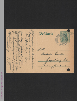 Postkarte von Bertha Westphal an Antonie Traun