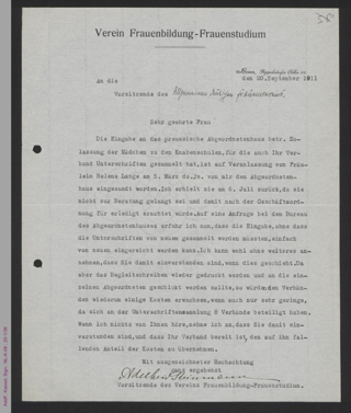 Brief von Adelheid Steinmann an Helene Lange
