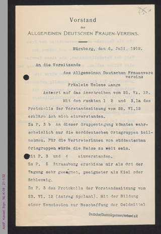 Brief von Helene von Forster an Helene Lange