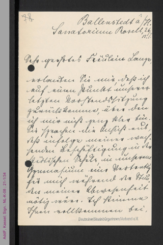 Brief von Käthe Windscheid an Helene Lange