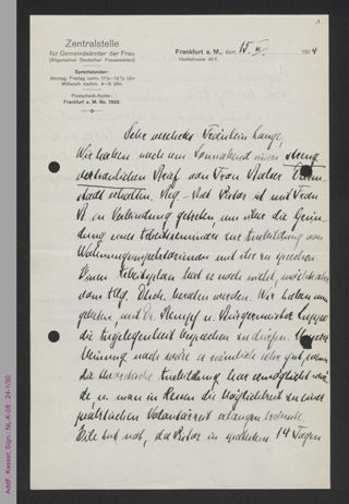 Brief von Margarete Bernhard an Helene Lange