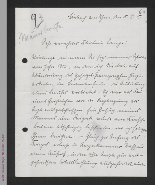 Brief von Elisabeth Gerbert an Helene Lange