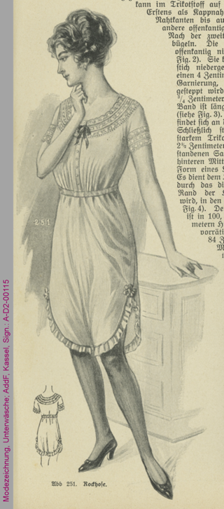 Modezeichnung, Unterwäsche, Rockhose, 1914