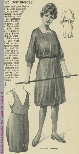 Modezeichnung, Turnanzug, 1914