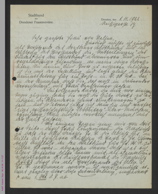 Brief von Marie Stritt an Dorothee von Velsen