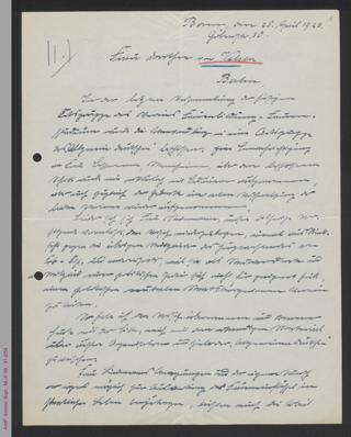Brief von Hermine Leyendecker an Dorothee von Velsen