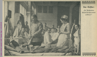 Arzt und Krankenschwester bei der Visite in einem Lazarett, Erster Weltkrieg